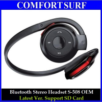 Latest Ver. Bluetooth Stereo Headset S-508 OEM, Pair 2 phones at the same time & Support SD Card!